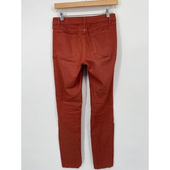 PRANA ORANGE PRINT SKINNY Jeans STRETCH MID RISE SIZE 2/26 ORGANIC COTTON - Picture 3 of 5